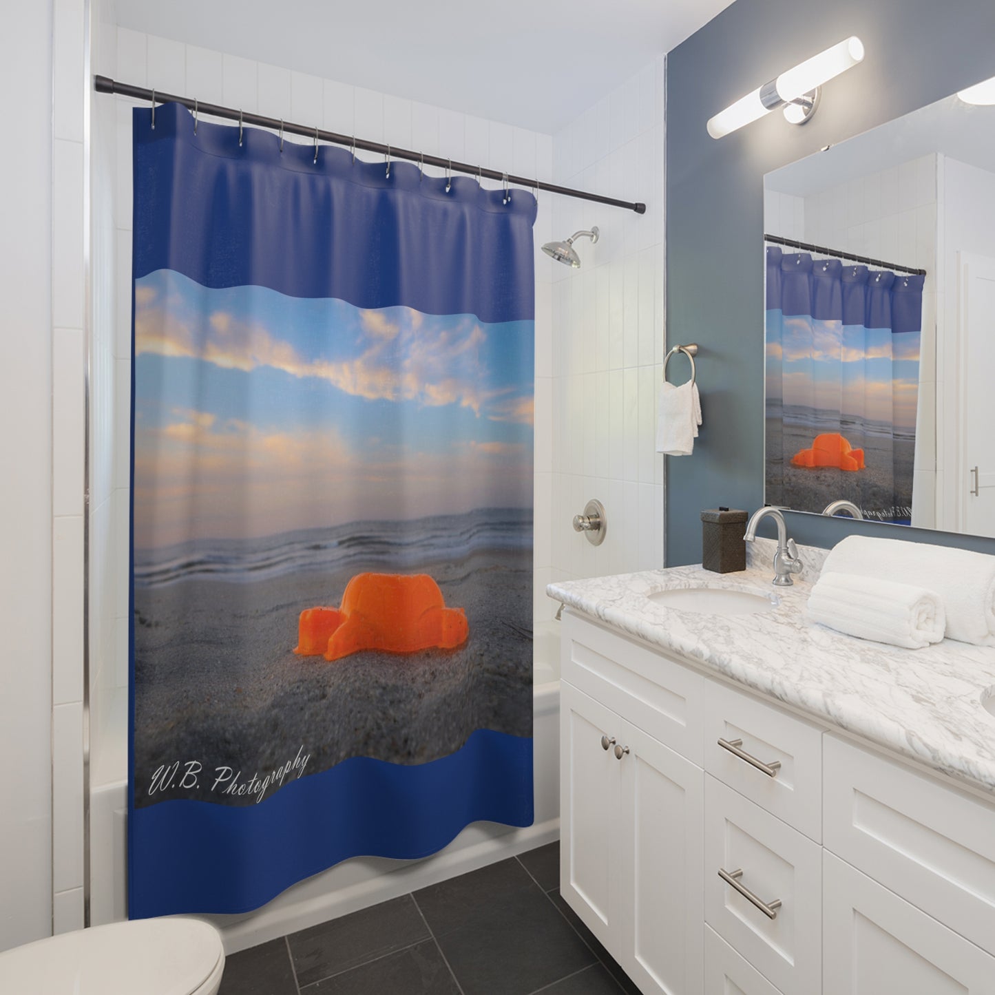 Shower Curtains - Plastic Turtle Sand Mold Beach Photography