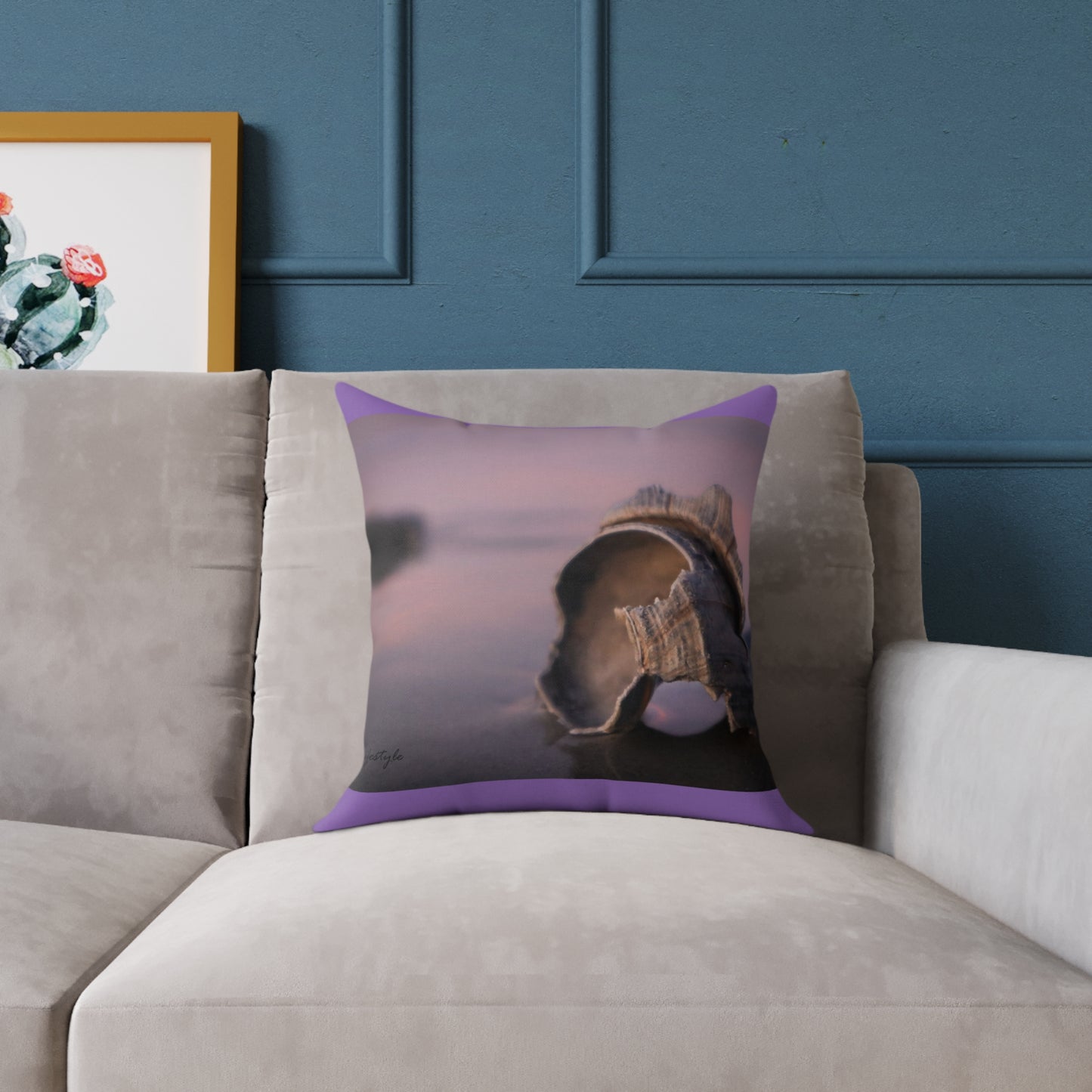 Pillow - Beautiful Broken Shell on Beach Sunrise Design