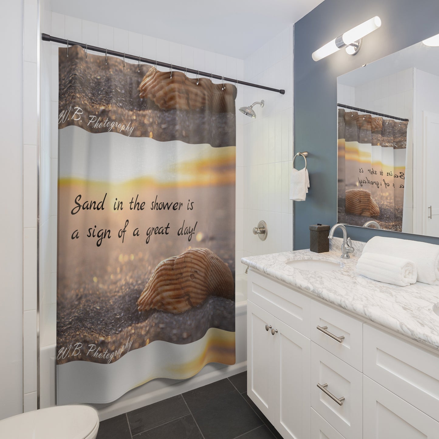 Shower Curtain - 'Sand in the Shower' Design