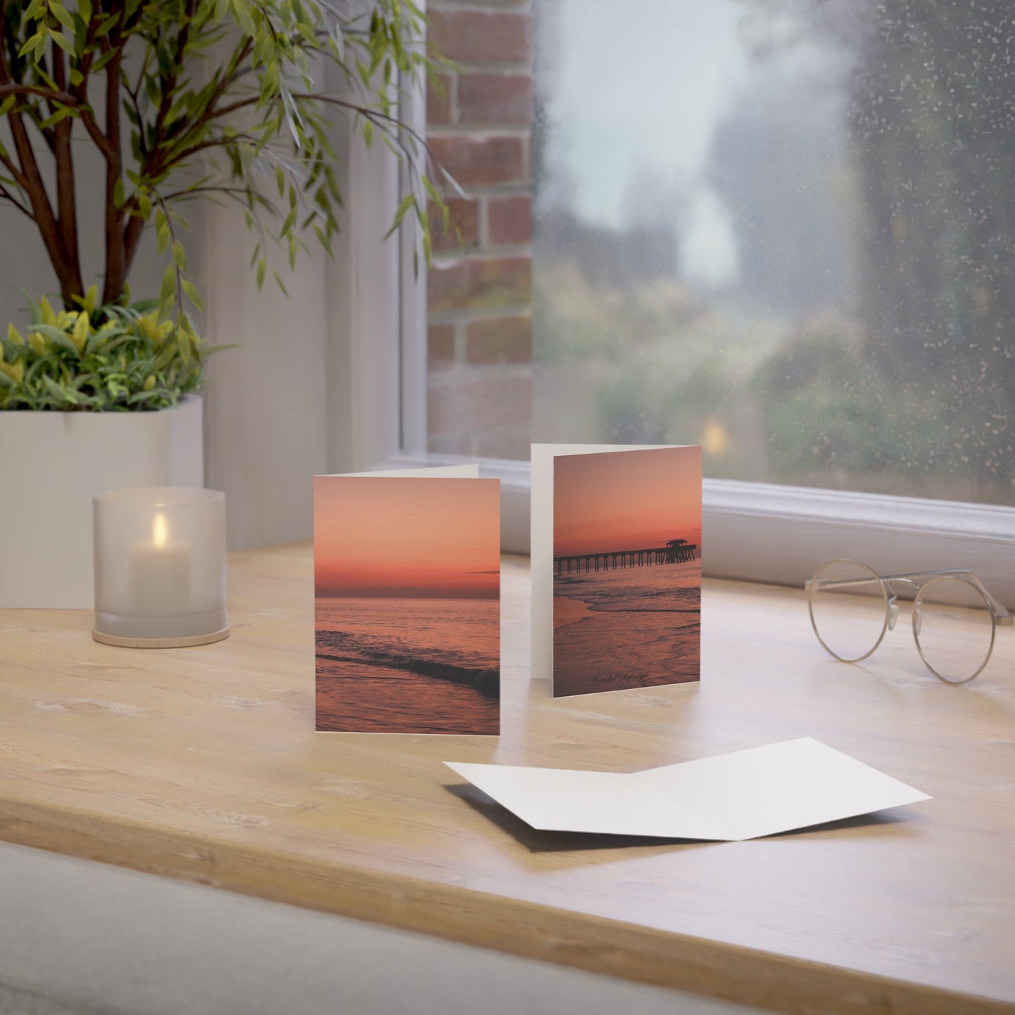 Sunset Beach Greeting Cards, Perfect for Thank You, Holidays, Occasions, Invitations, Summer Celebrations, 1-50pcs Set