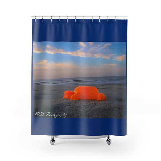 Shower Curtains - Plastic Turtle Sand Mold Beach Photography