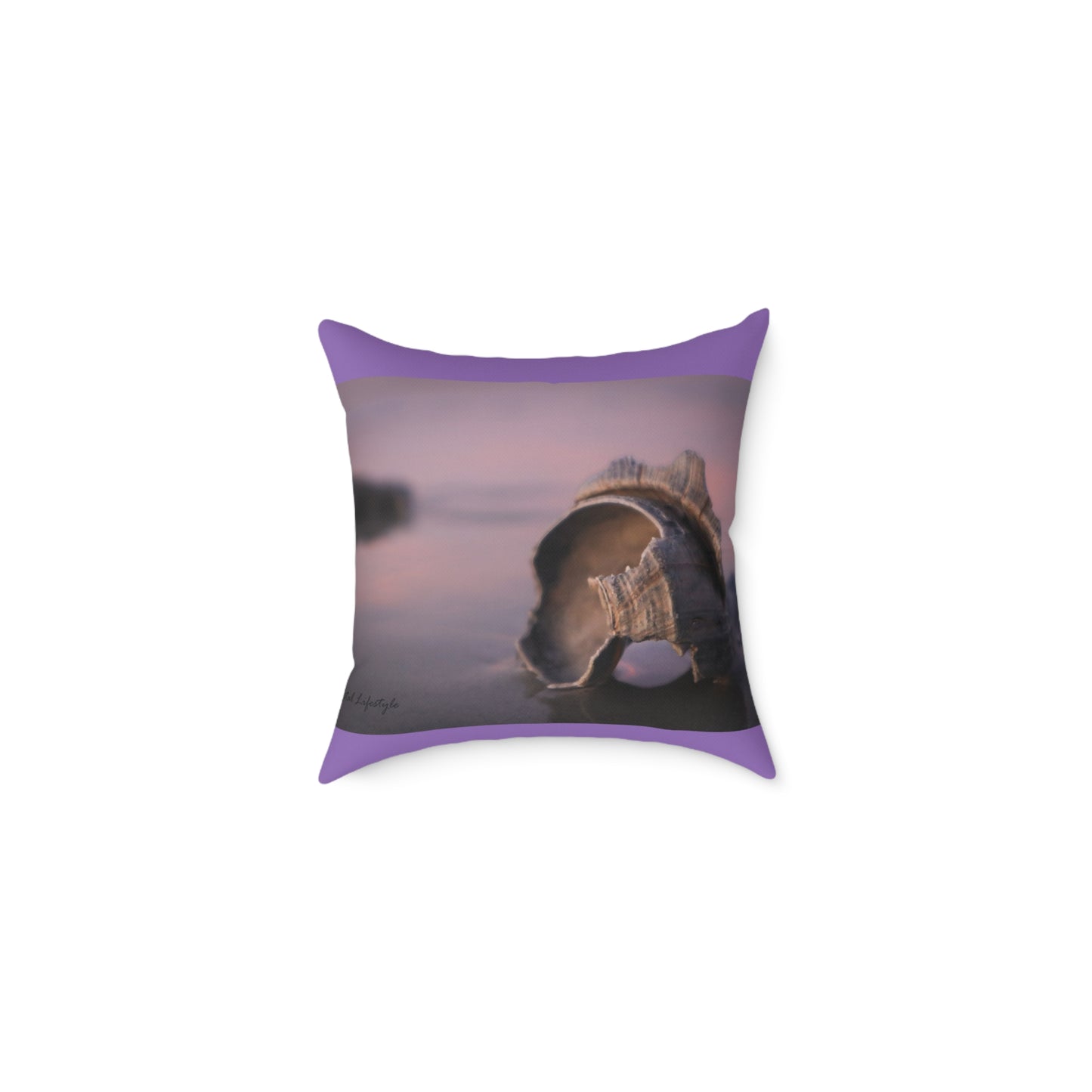 Pillow - Beautiful Broken Shell on Beach Sunrise Design