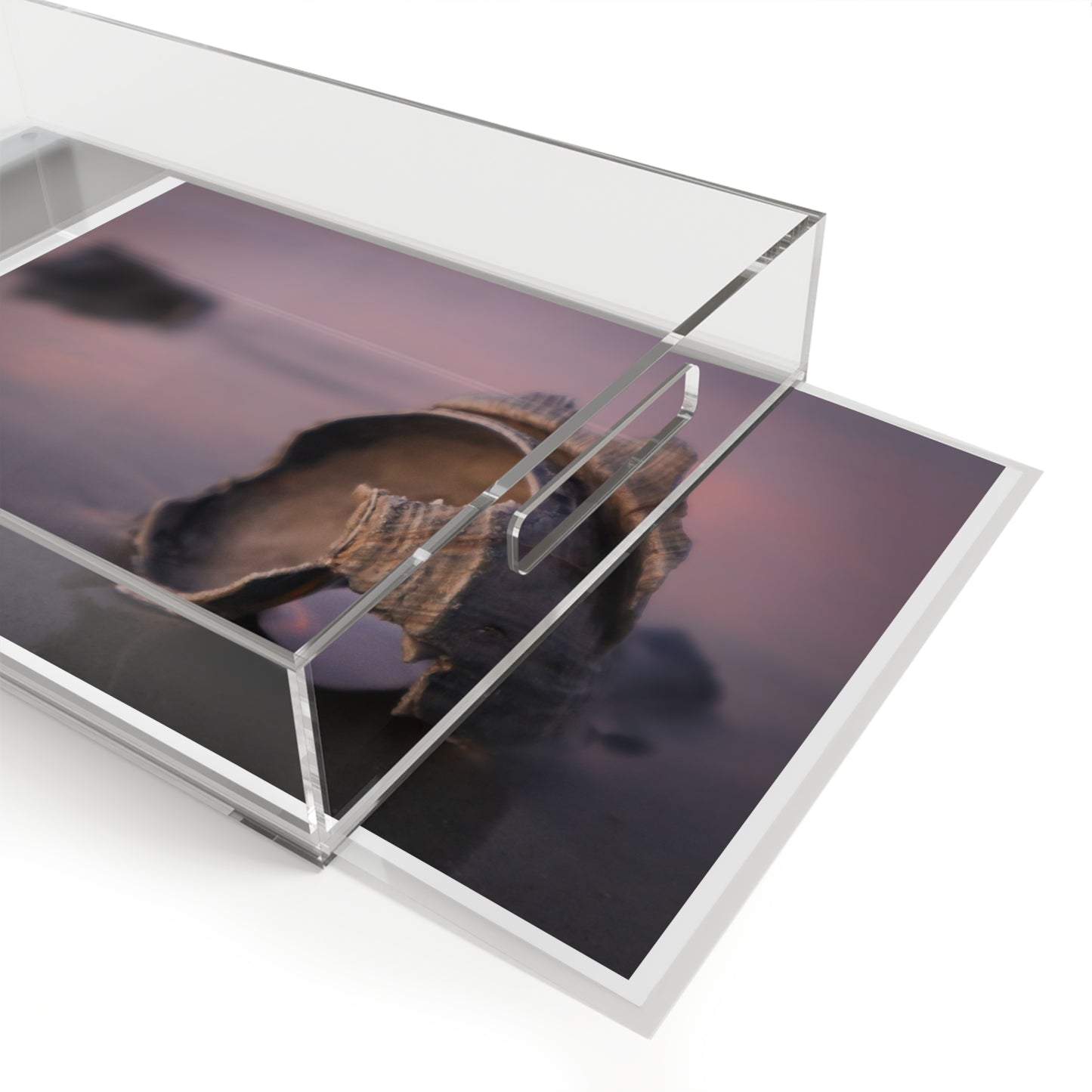 Beach-Themed Acrylic Serving Tray, Coastal Decor for Entertaining, Summer Home Accessory, Nautical Gift, Shell Design