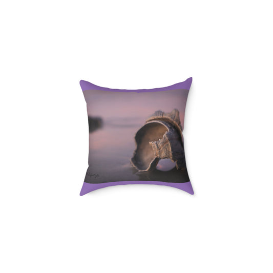 Pillow - Beautiful Broken Shell on Beach Sunrise Design