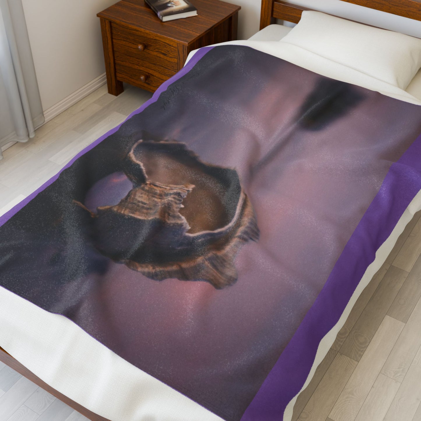 Plush Blanket - Broken Beautiful Shell Sunrise Shoreline Design