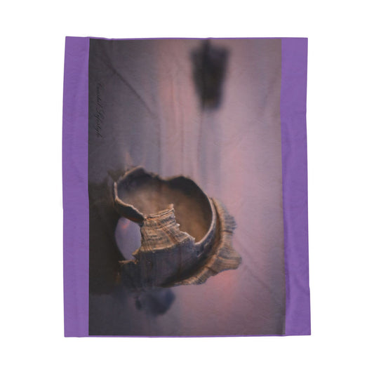Plush Blanket - Broken Beautiful Shell Sunrise Shoreline Design