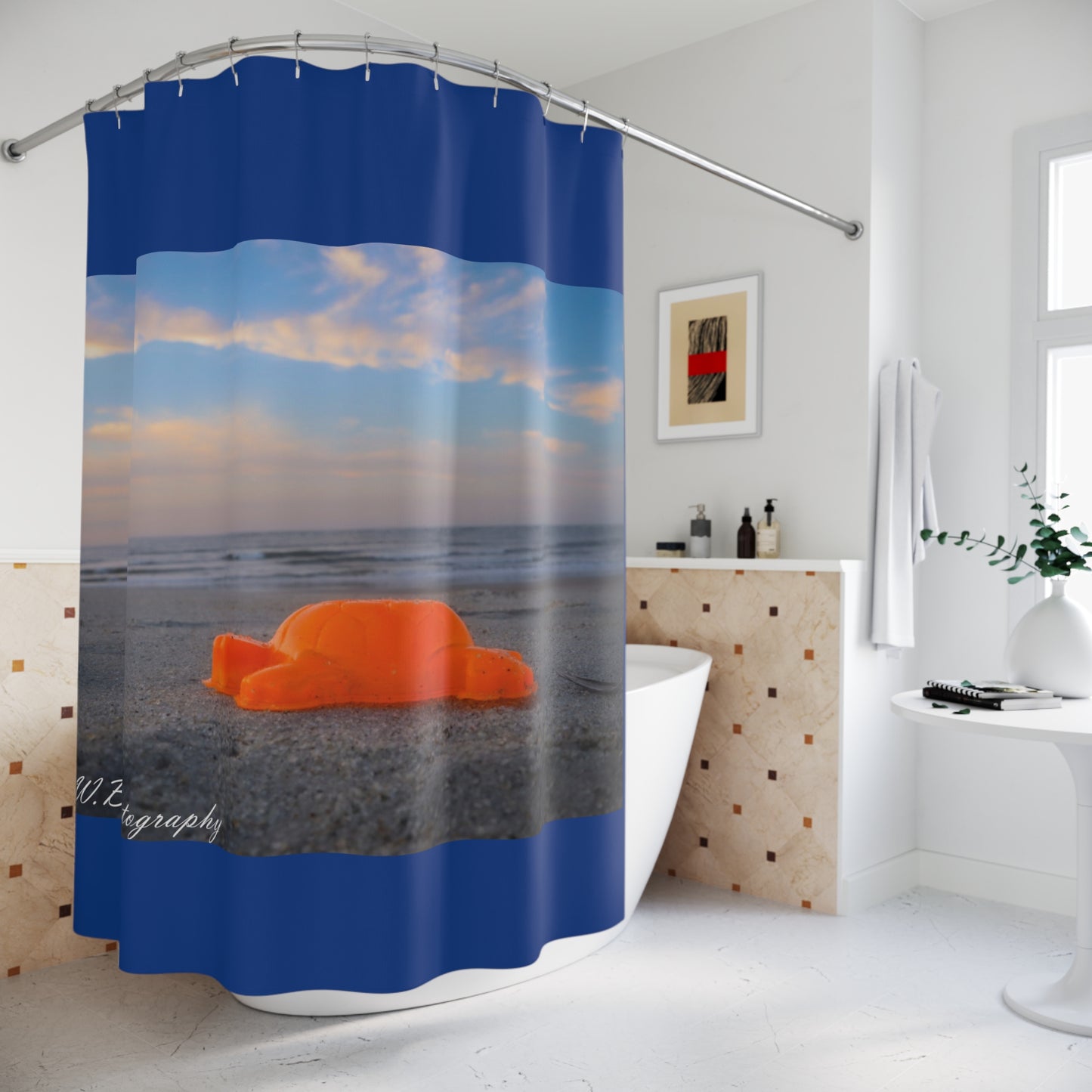 Shower Curtains - Plastic Turtle Sand Mold Beach Photography