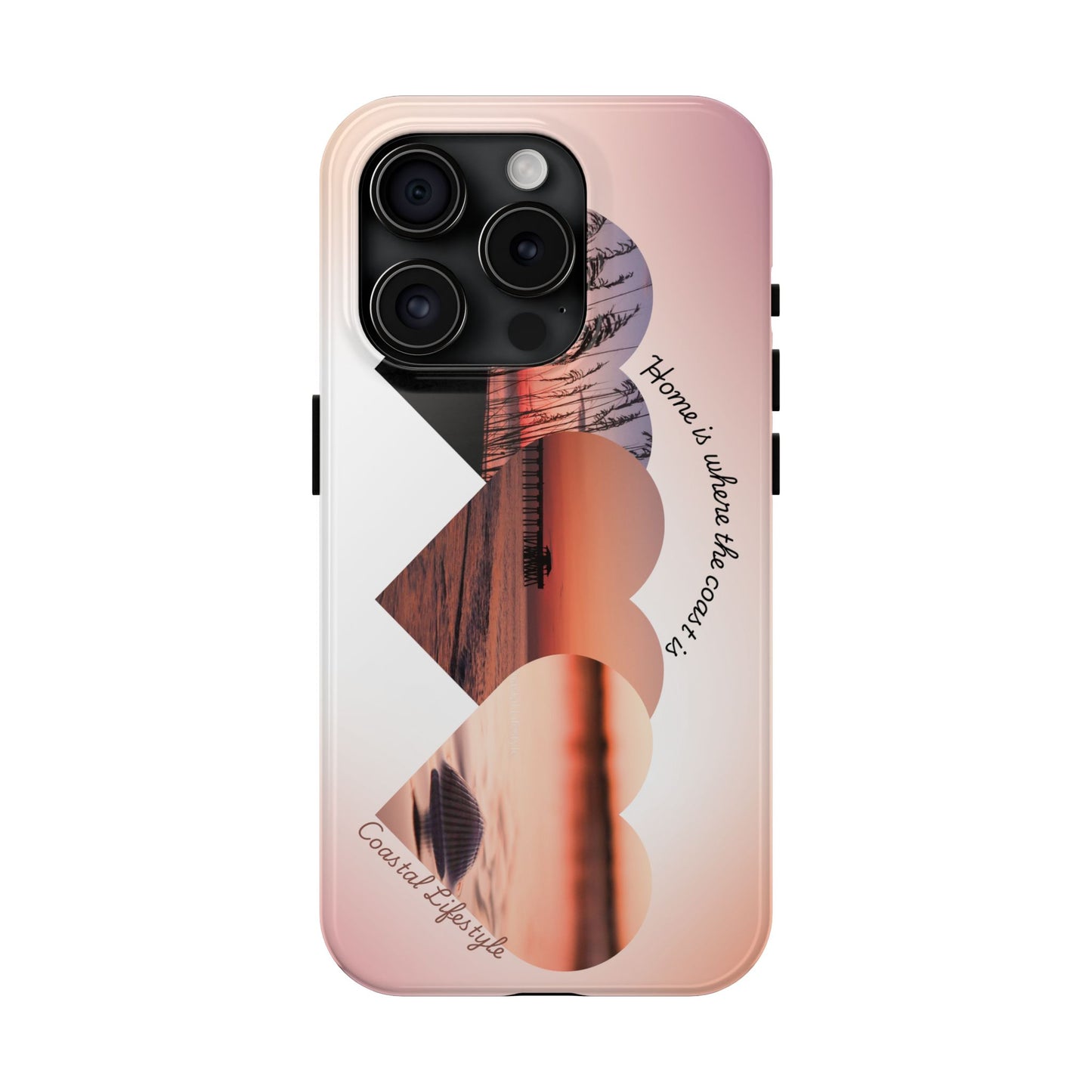Sunset Coastal Heart Tough Phone Case — "Home is Where the Coast is" Protective Phone Cover