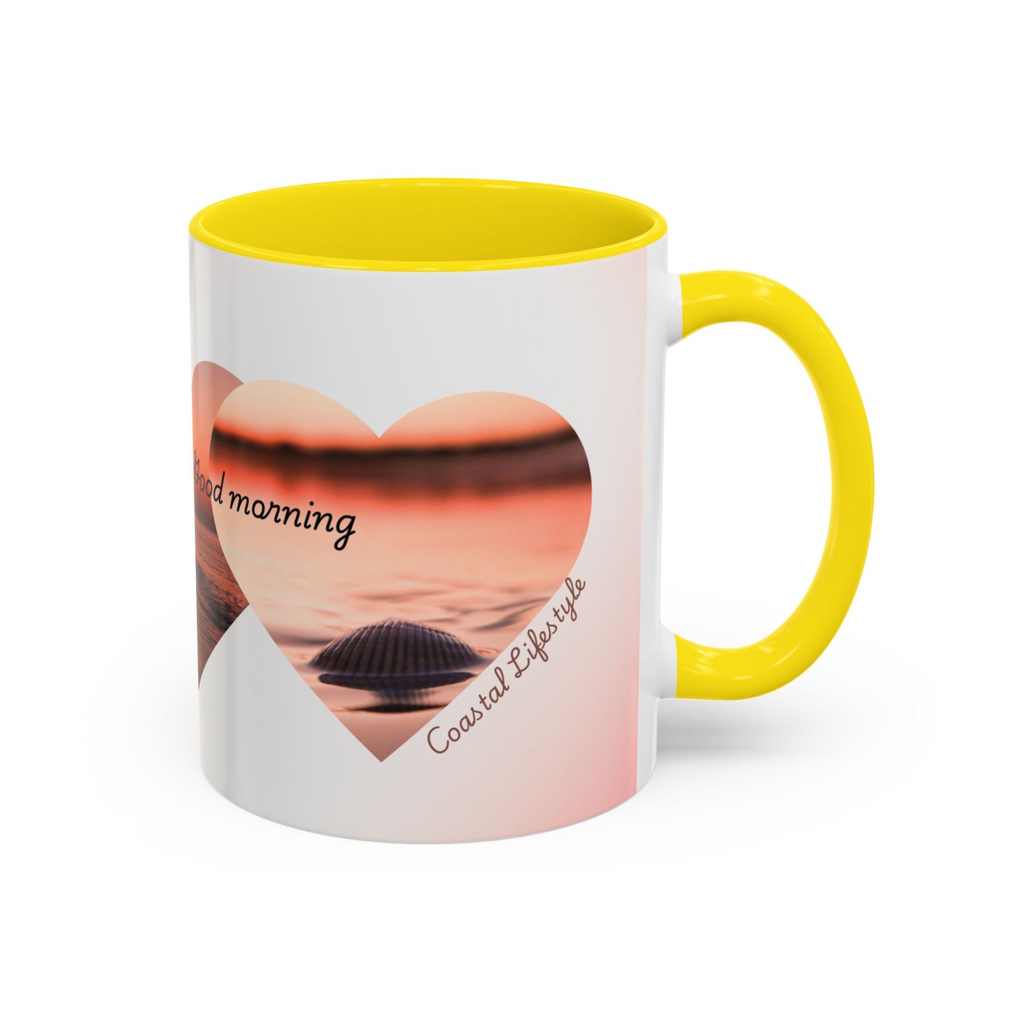 Good Morning Heart Sunset Coffee Mug — Romantic Accent Coffee Cup (11/15oz)