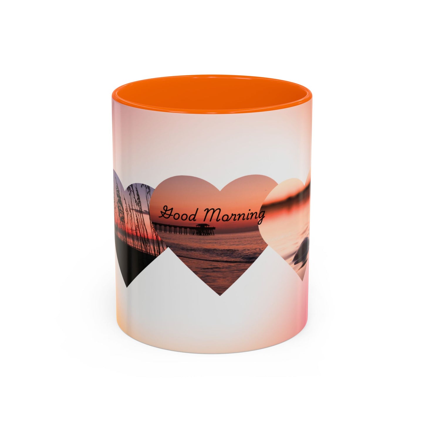 Good Morning Heart Sunset Coffee Mug — Romantic Accent Coffee Cup (11/15oz)