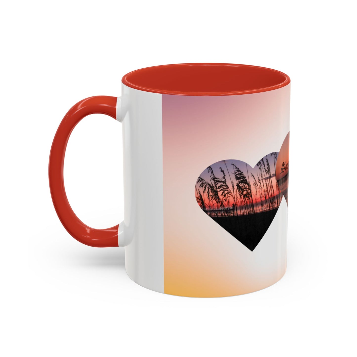 Good Morning Heart Sunset Coffee Mug — Romantic Accent Coffee Cup (11/15oz)