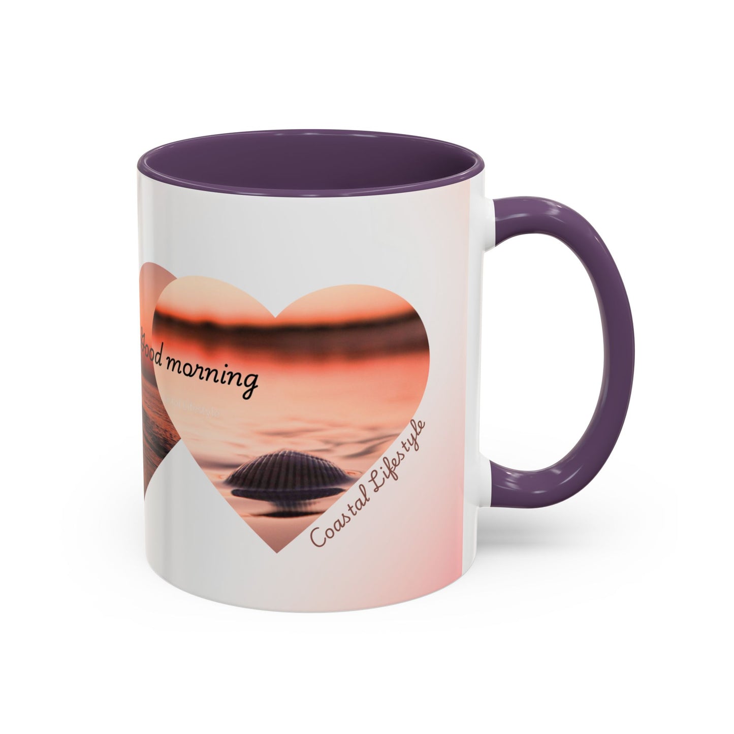 Good Morning Heart Sunset Coffee Mug — Romantic Accent Coffee Cup (11/15oz)