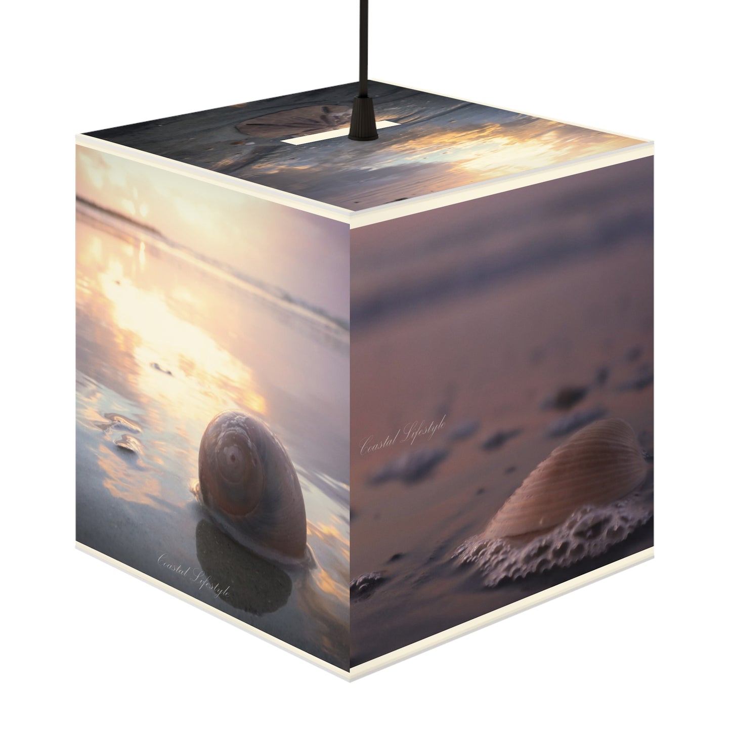 Seashell Light Cube Lamp - Nautical Home Decor, Coastal Living, Beach House Accent, Ocean-Inspired Lighting, Unique Gift Idea