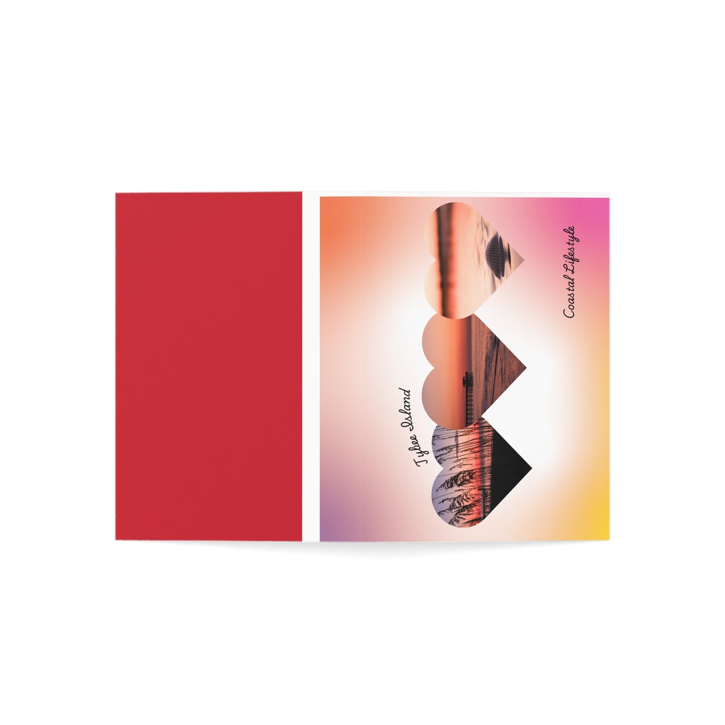 Romantic Sunset Heart Greeting Cards — Blank Inside (Single or Bulk 1/10/30/50)