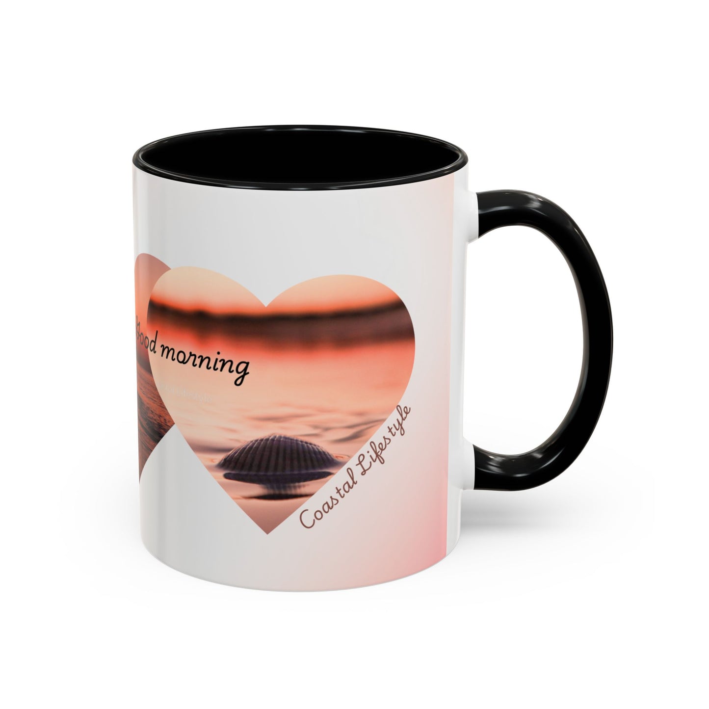 Good Morning Heart Sunset Coffee Mug — Romantic Accent Coffee Cup (11/15oz)