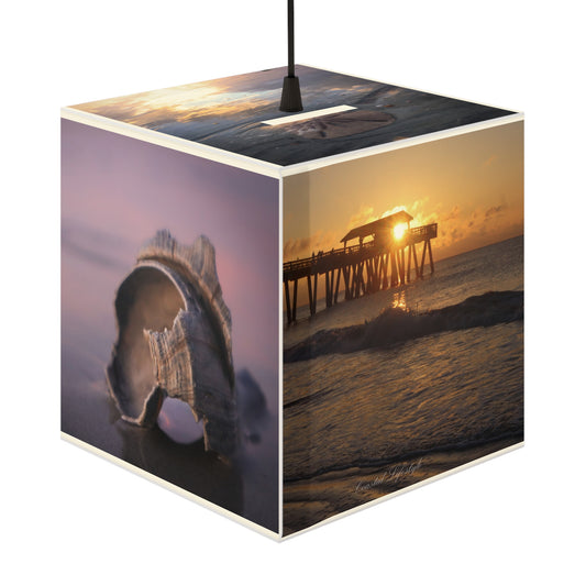 Seashell Light Cube Lamp - Nautical Home Decor, Coastal Living, Beach House Accent, Ocean-Inspired Lighting, Unique Gift Idea