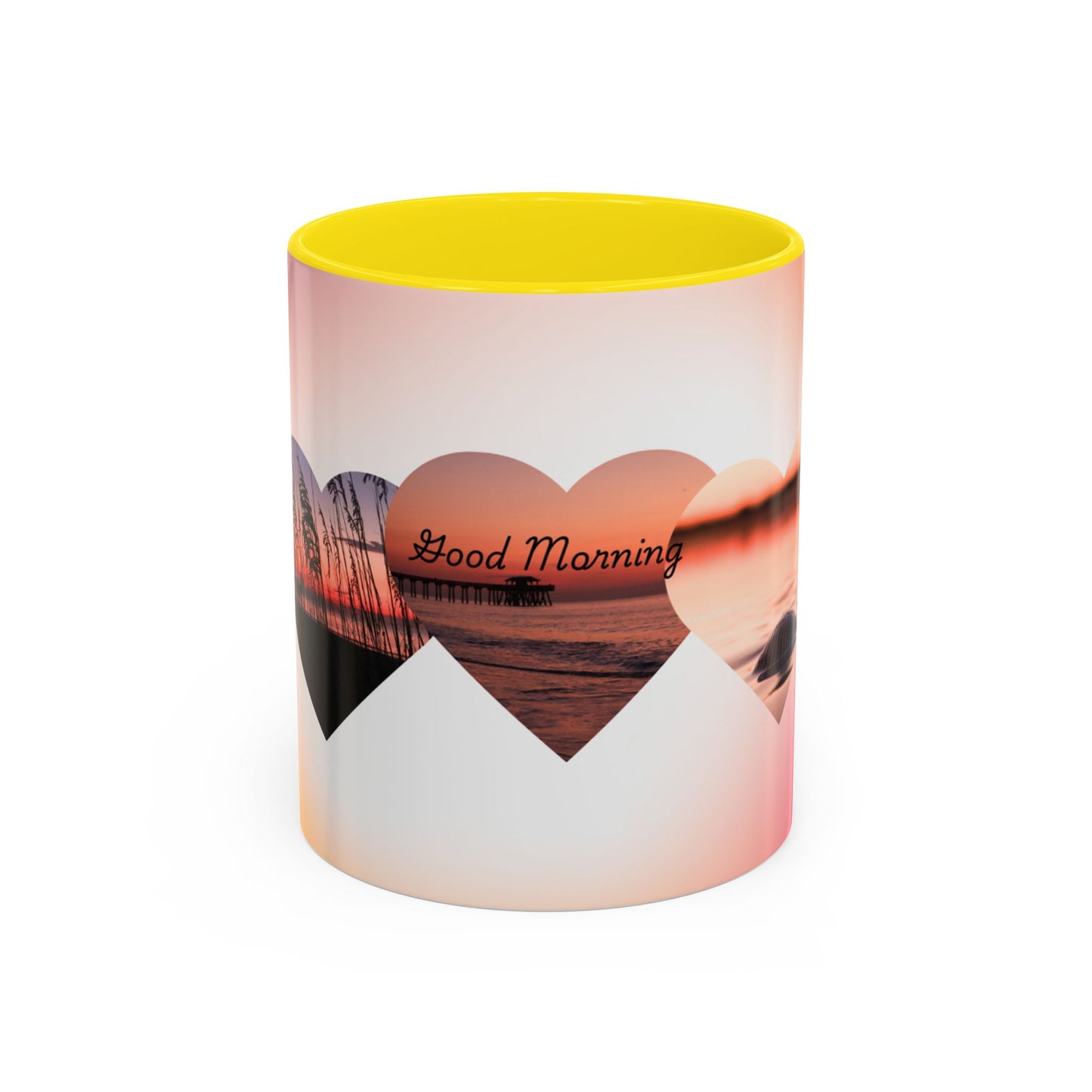 Good Morning Heart Sunset Coffee Mug — Romantic Accent Coffee Cup (11/15oz)