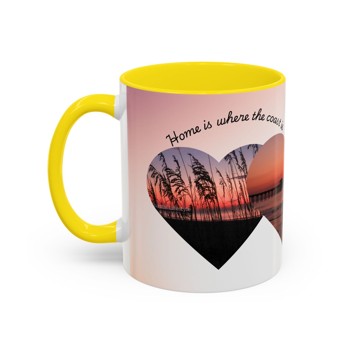 Home is where the coast is heart mug