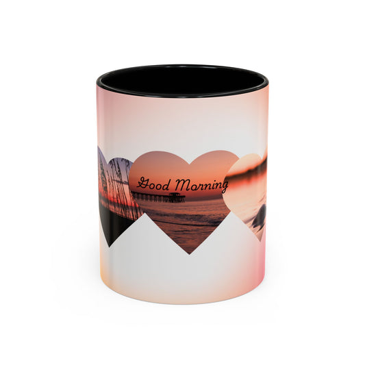 Good Morning Heart Sunset Coffee Mug — Romantic Accent Coffee Cup (11/15oz)