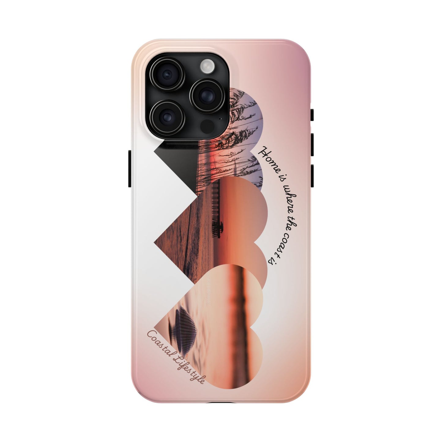 Sunset Coastal Heart Tough Phone Case — "Home is Where the Coast is" Protective Phone Cover