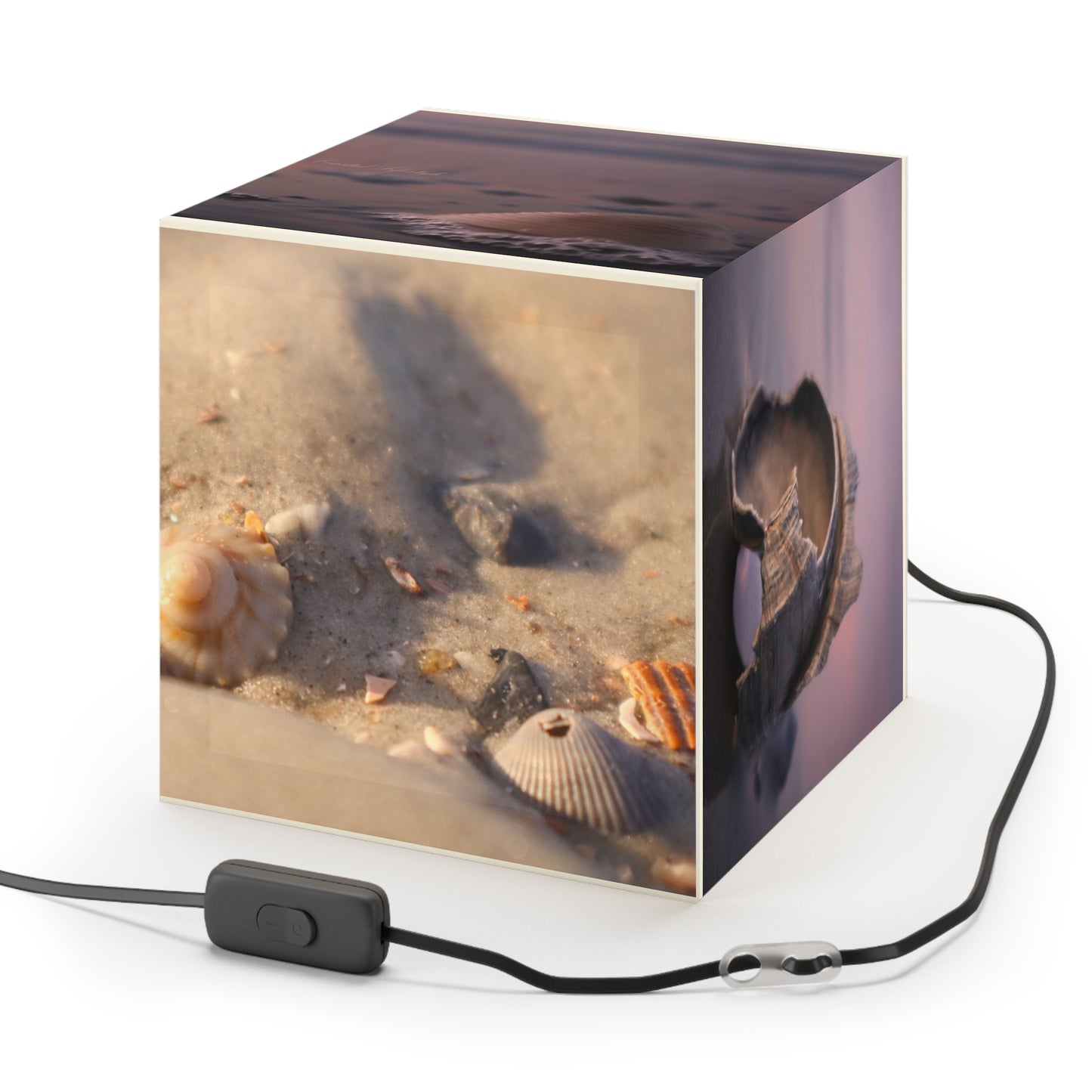 Seashell Light Cube Lamp - Nautical Home Decor, Coastal Living, Beach House Accent, Ocean-Inspired Lighting, Unique Gift Idea