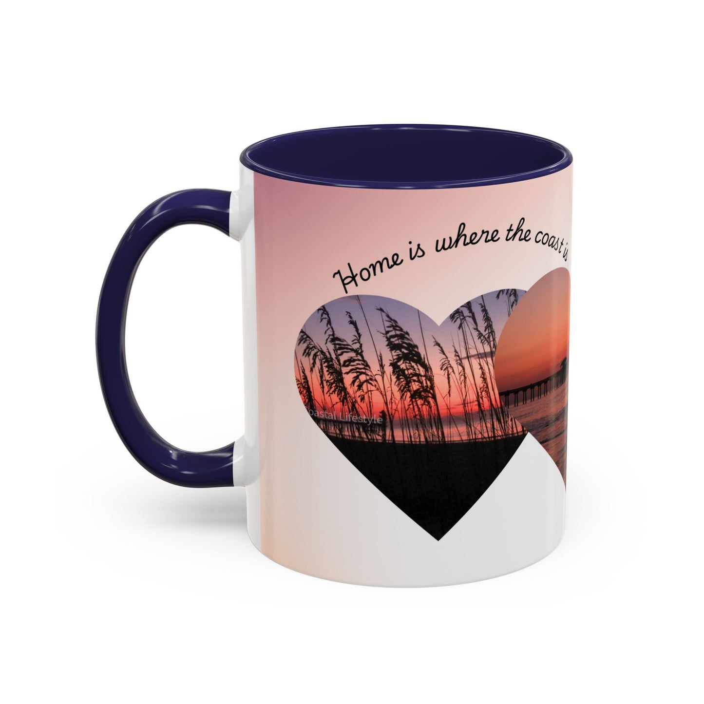 Home is where the coast is heart mug