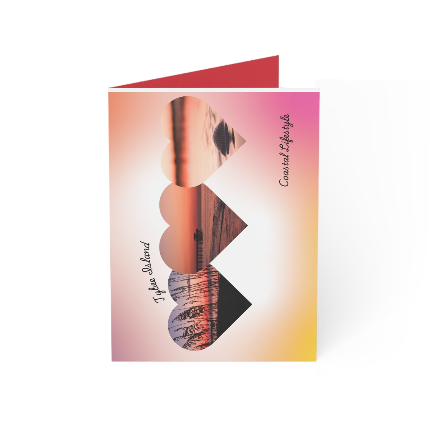 Romantic Sunset Heart Greeting Cards — Blank Inside (Single or Bulk 1/10/30/50)