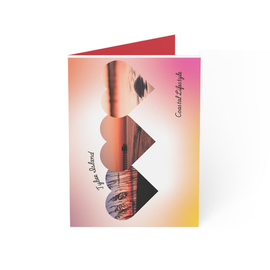 Romantic Sunset Heart Greeting Cards — Blank Inside (Single or Bulk 1/10/30/50)
