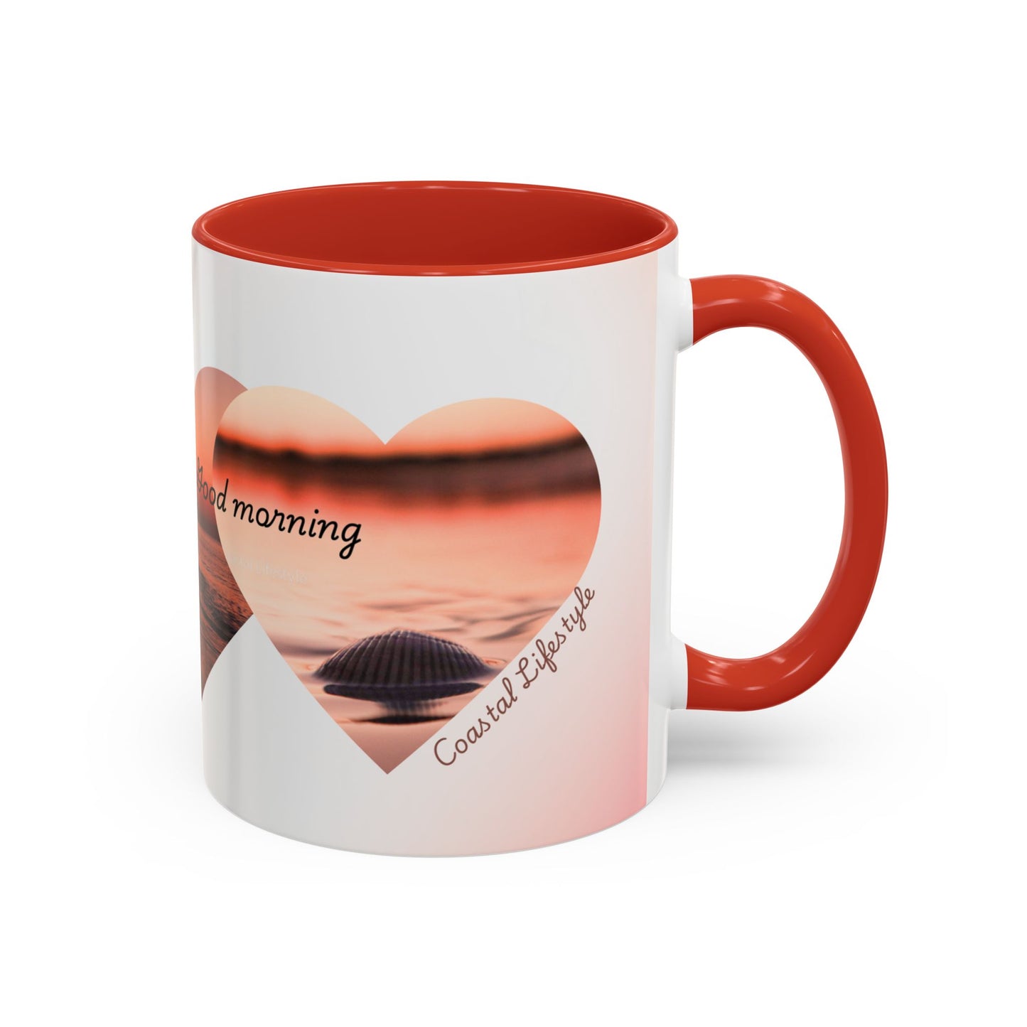 Good Morning Heart Sunset Coffee Mug — Romantic Accent Coffee Cup (11/15oz)