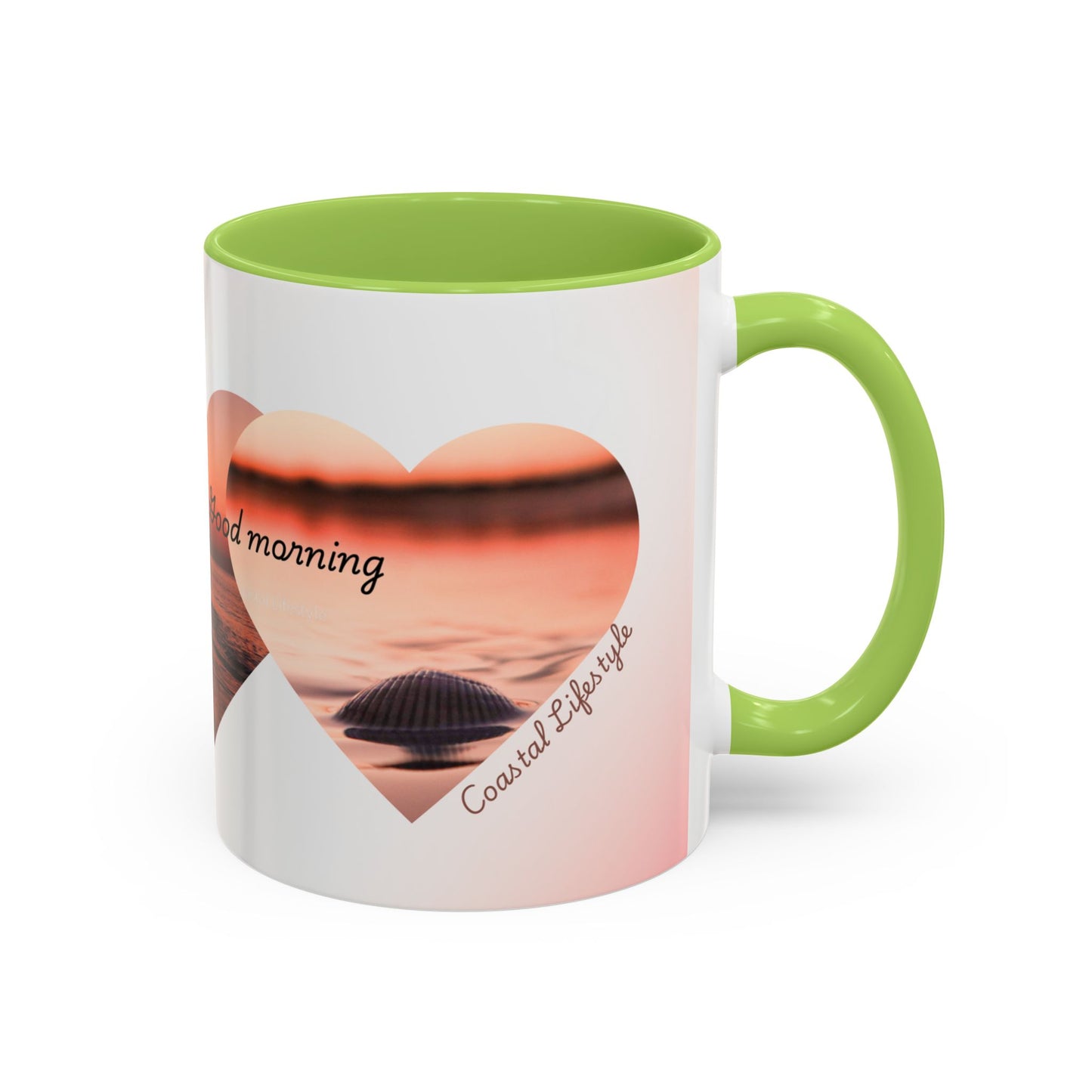 Good Morning Heart Sunset Coffee Mug — Romantic Accent Coffee Cup (11/15oz)