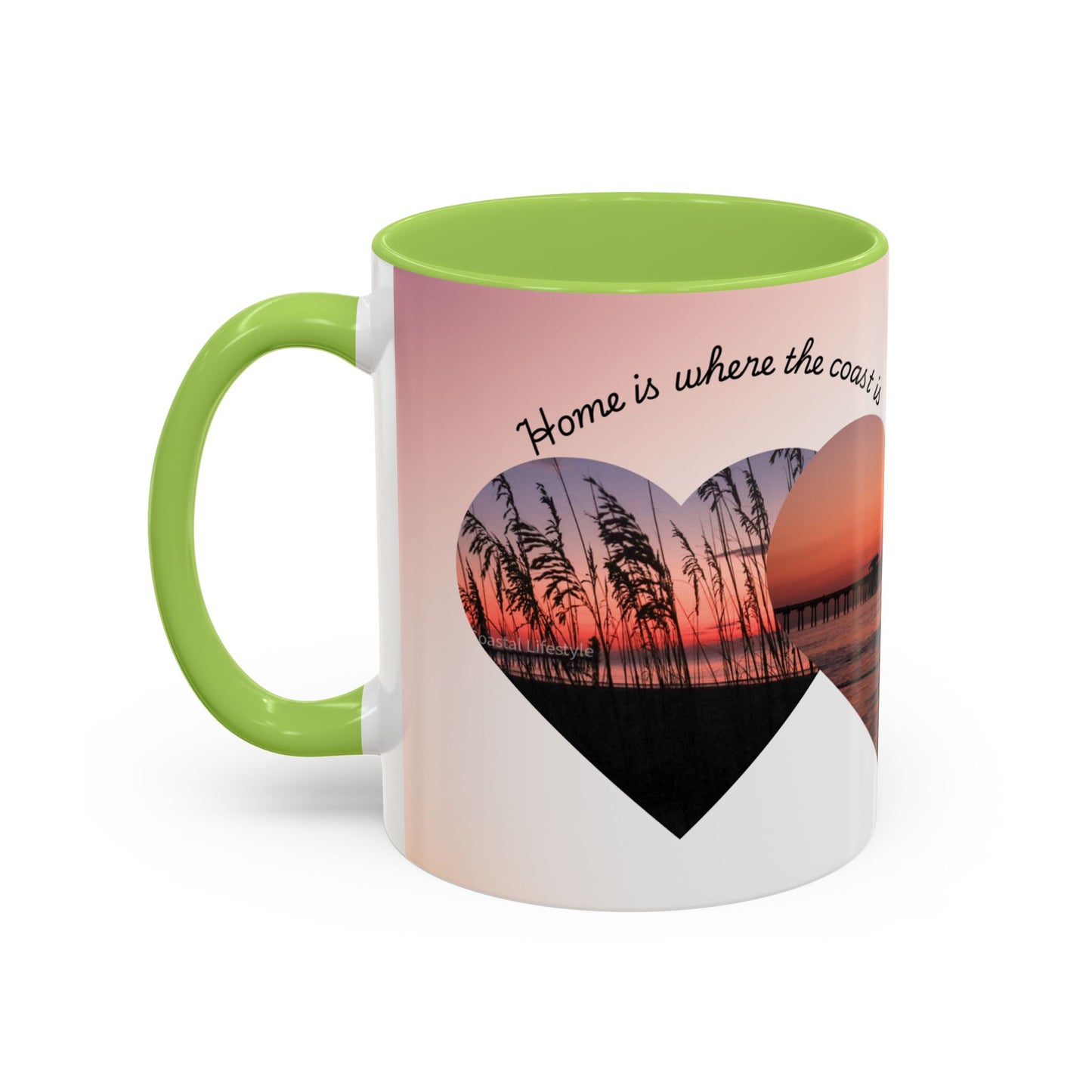 Home is where the coast is heart mug