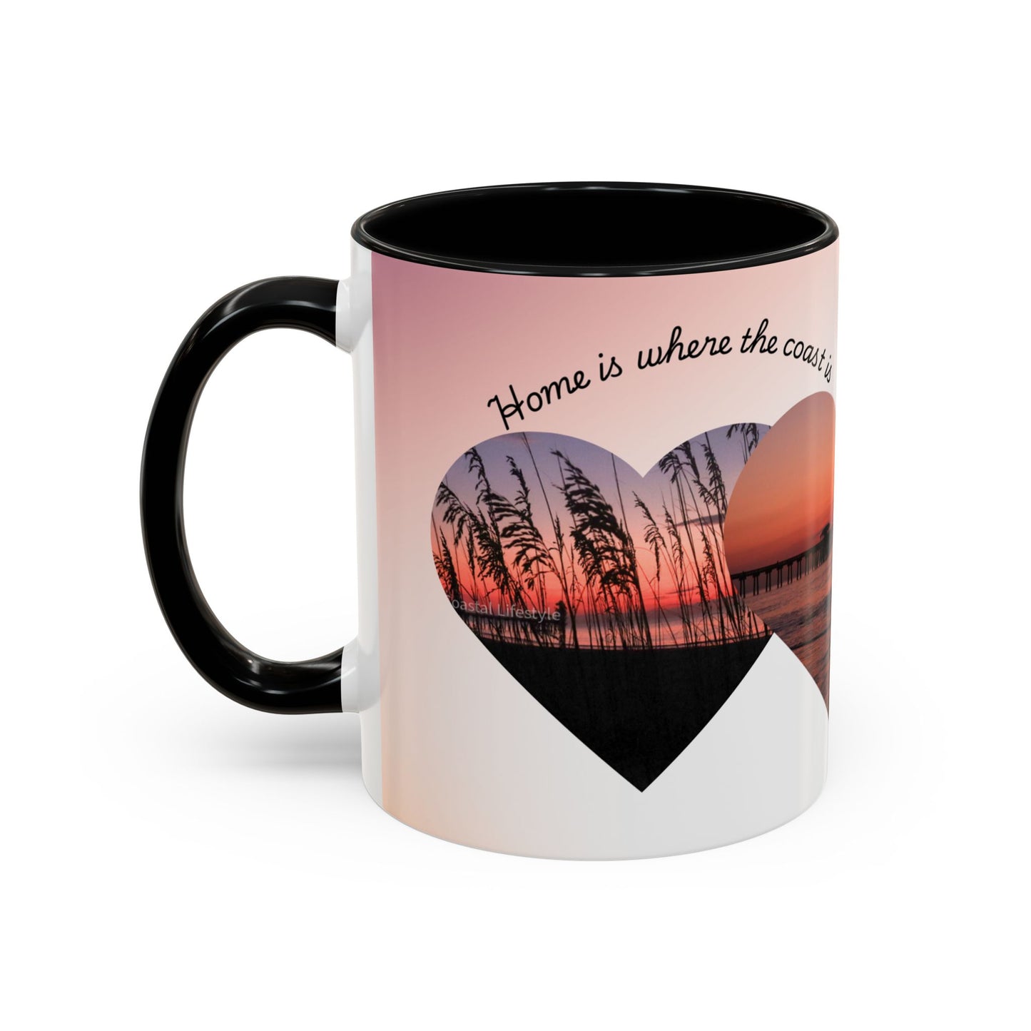 Home is where the coast is heart mug