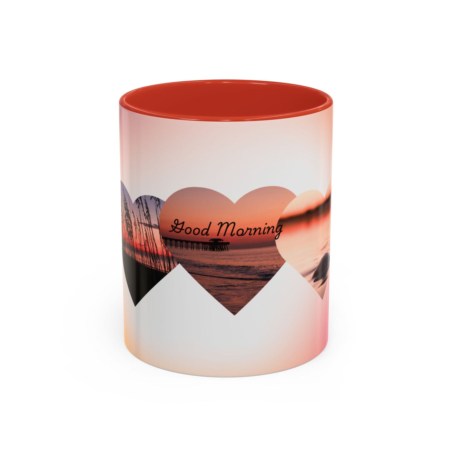 Good Morning Heart Sunset Coffee Mug — Romantic Accent Coffee Cup (11/15oz)