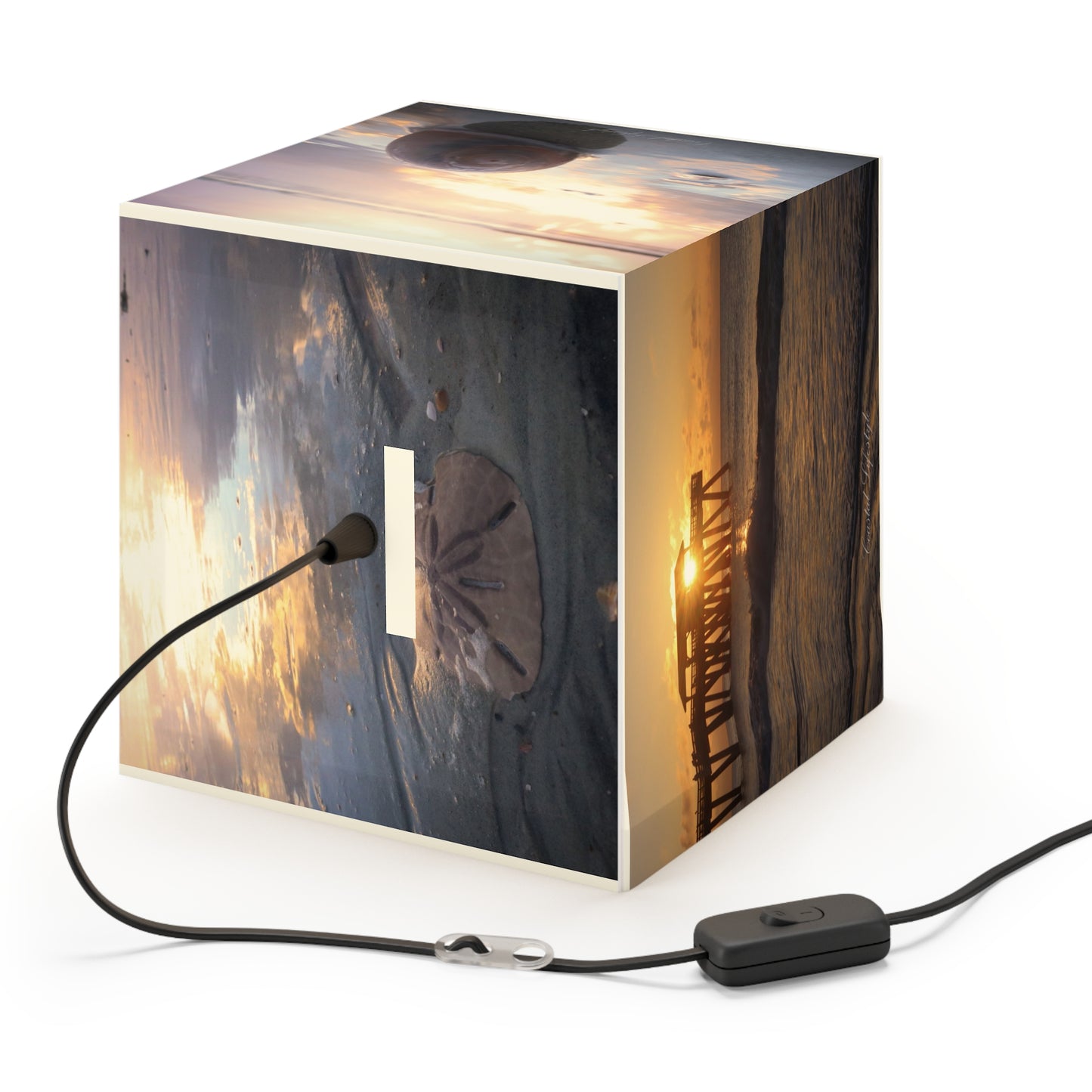 Seashell Light Cube Lamp - Nautical Home Decor, Coastal Living, Beach House Accent, Ocean-Inspired Lighting, Unique Gift Idea