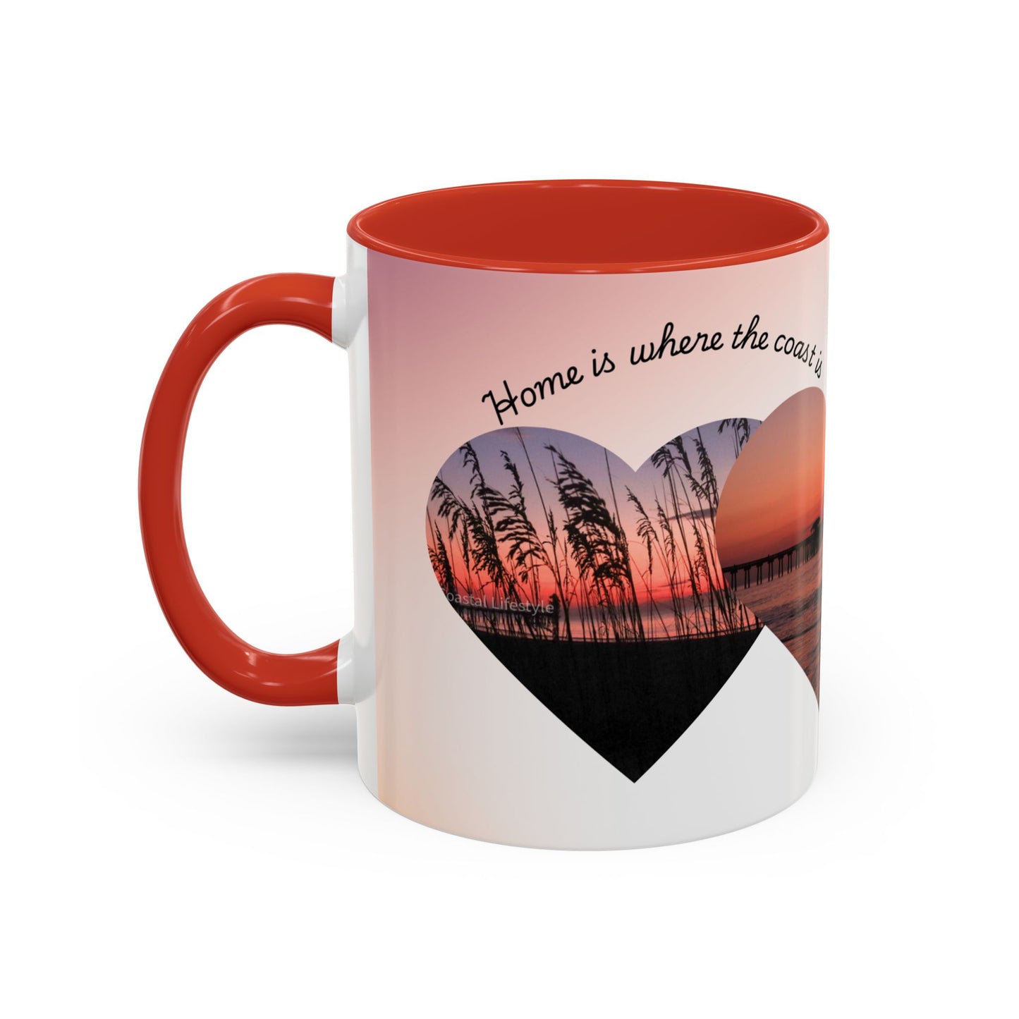 Home is where the coast is heart mug