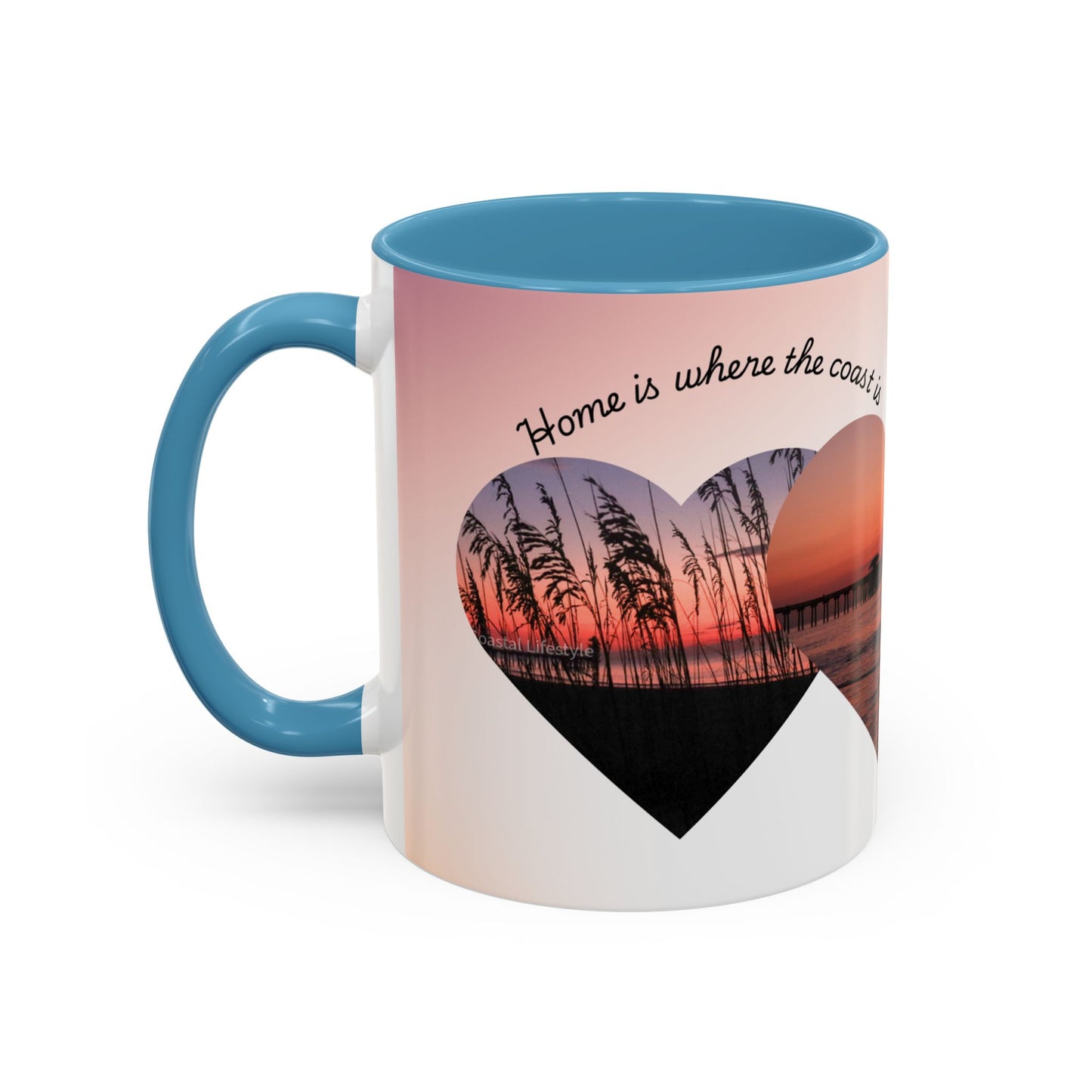 Home is where the coast is heart mug