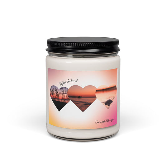 9oz Soy Candle — Sunset Hearts Scented Jar (Romantic Beach Aroma)